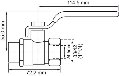 Vanne d'arrêt à visser, à sphère, mâle-femelle 1''1/4 (33/42) - Somatherm